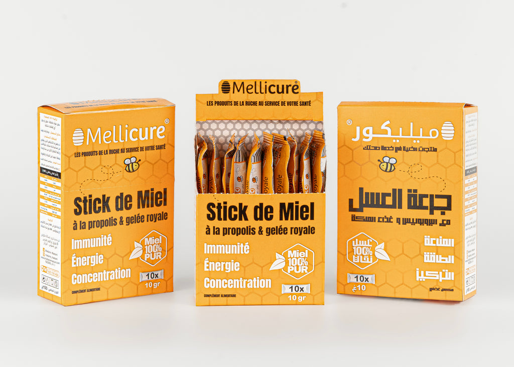 Boîte de 10 sticks de Miel à la Propolis & Gelée Royale, 10g
