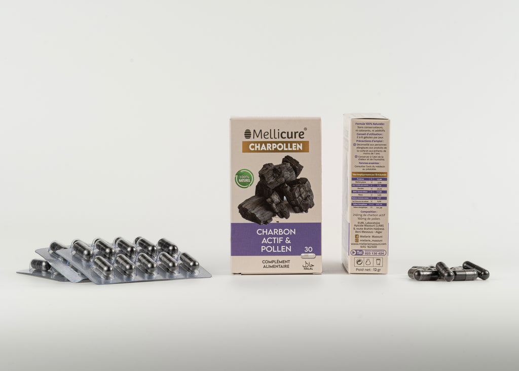 Charpollen – complément au charbon végétal et pollen, Miellerie Mazouni