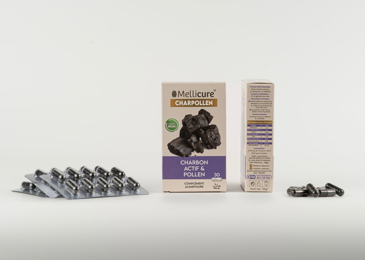 Charpollen – complément au charbon végétal et pollen, Miellerie Mazouni