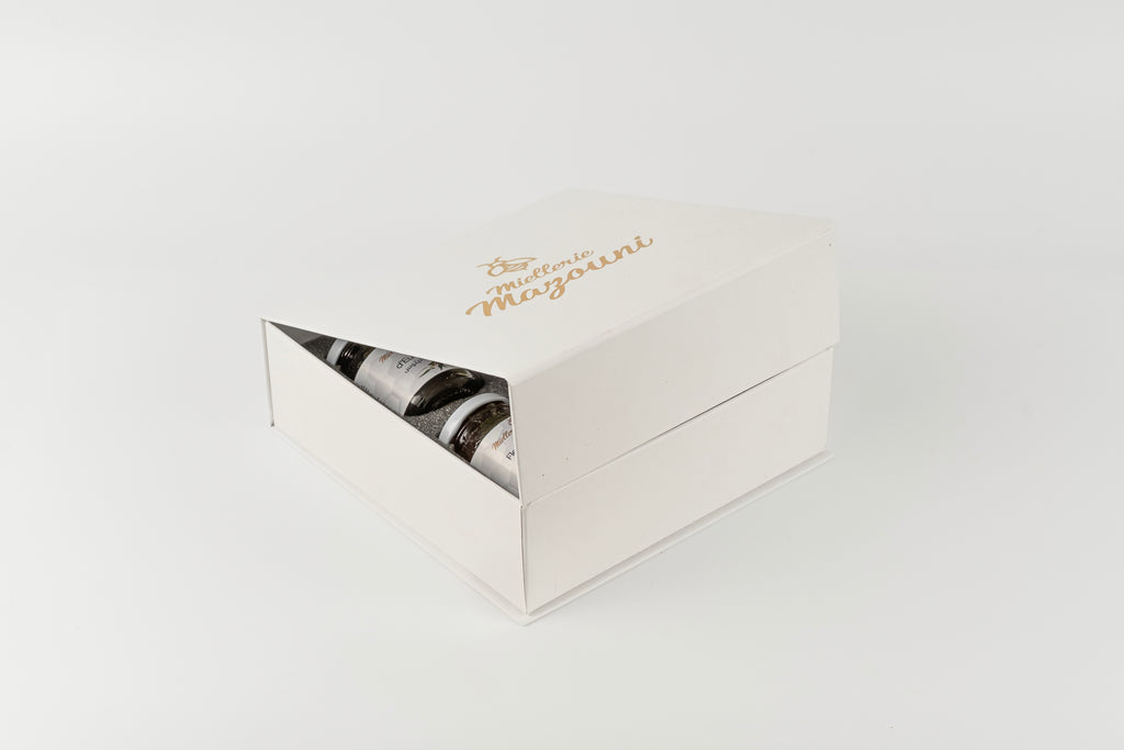 Coffret 4 Miels, assortiment de nectars naturels