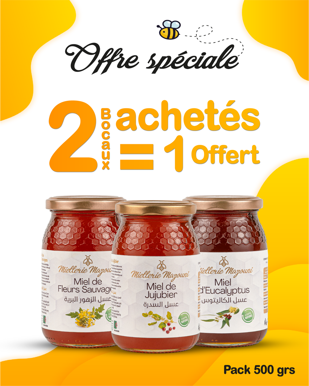 Pack 500g Multi-Fleurs – Miellerie Mazouni, meilleure vente